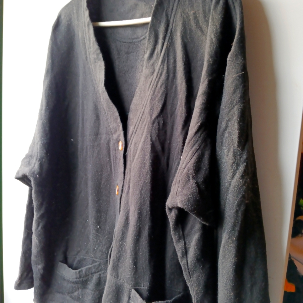 Vintage Basic Editions Black Button Down Cardigan… - image 1